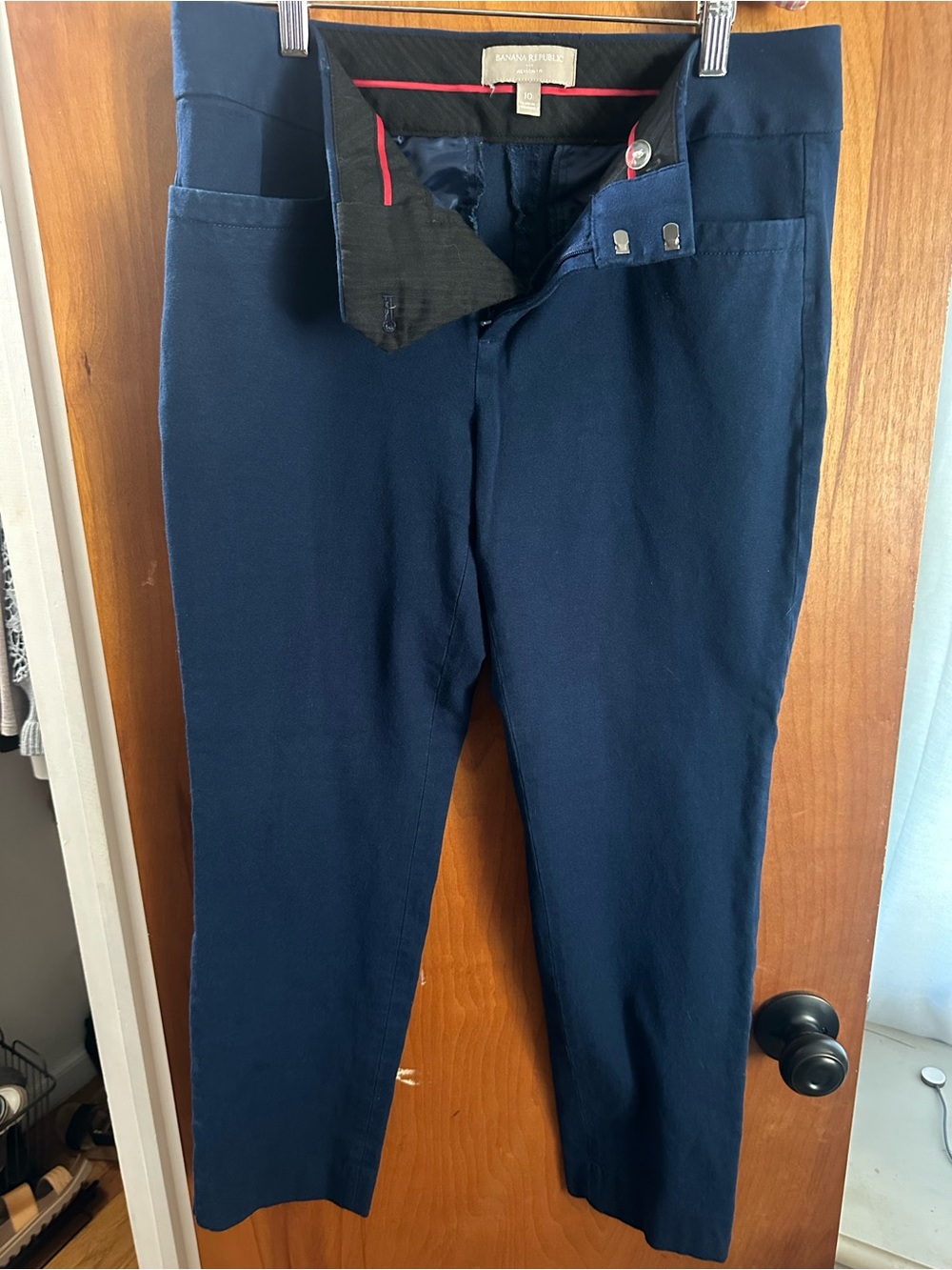 Banana Republic Navy Pull-On Straight Leg Pants